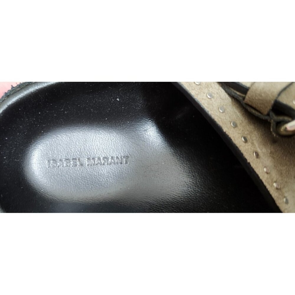 Isabel Marant Suede Studded Slide Sandals Double Buckle Taupe EU 36 - Picture 10 of 15